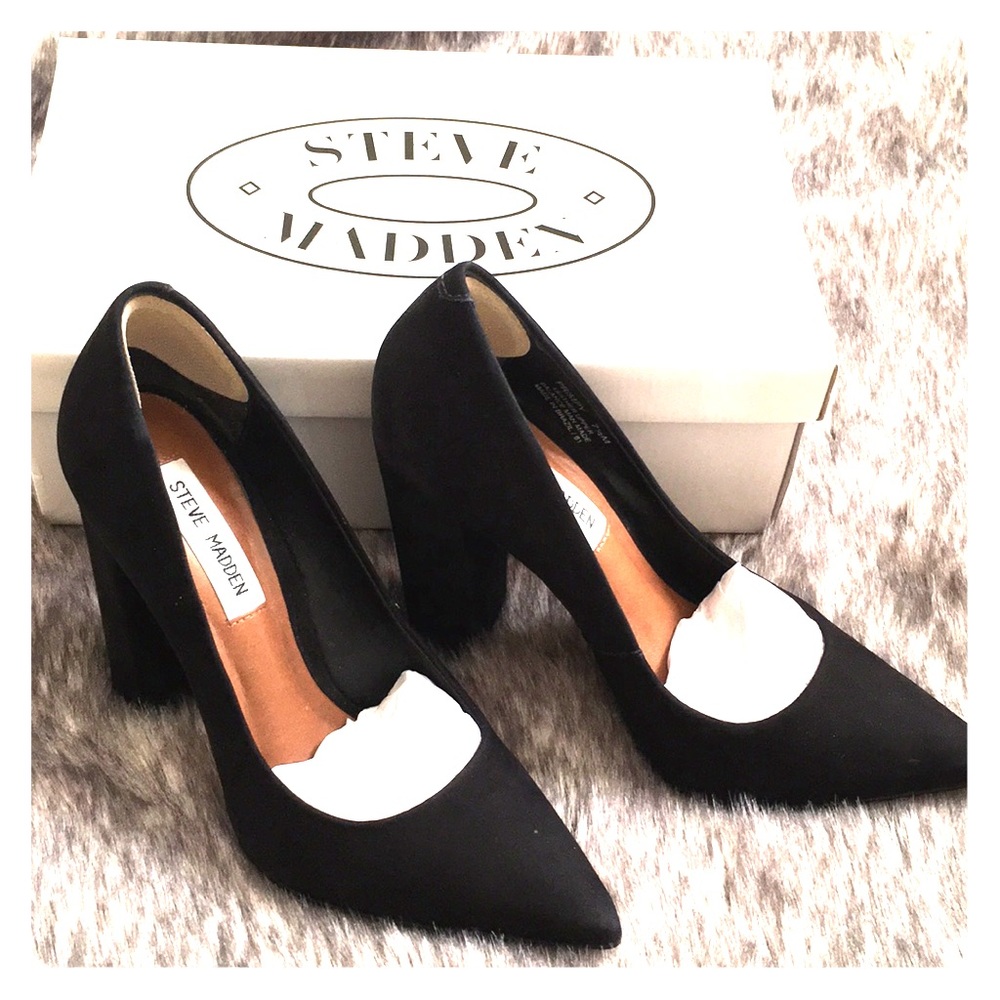 Steve Madden PRIMPY Black nubuck heels 7.5